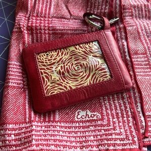Vintage Echo silk scarf red and white with new no tag Hobo coin purse to match